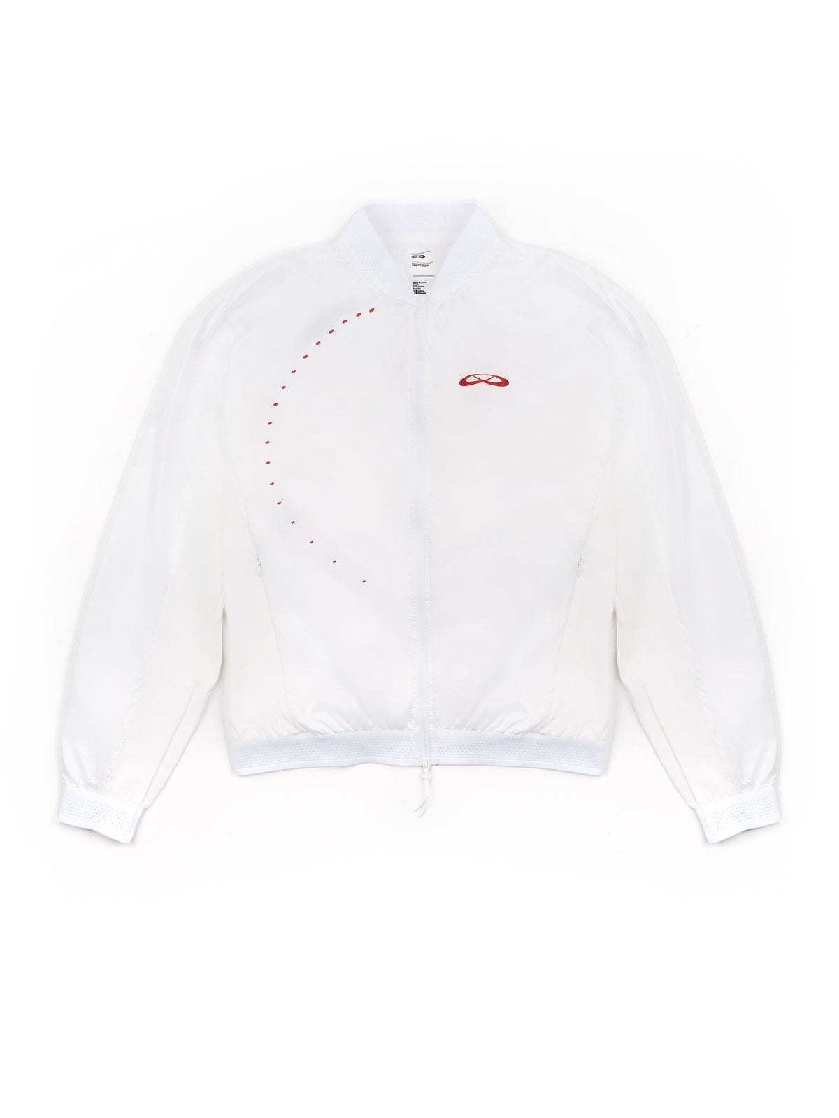 Product photo — Colour: Hvítur — White Bomber Jacket, front view.