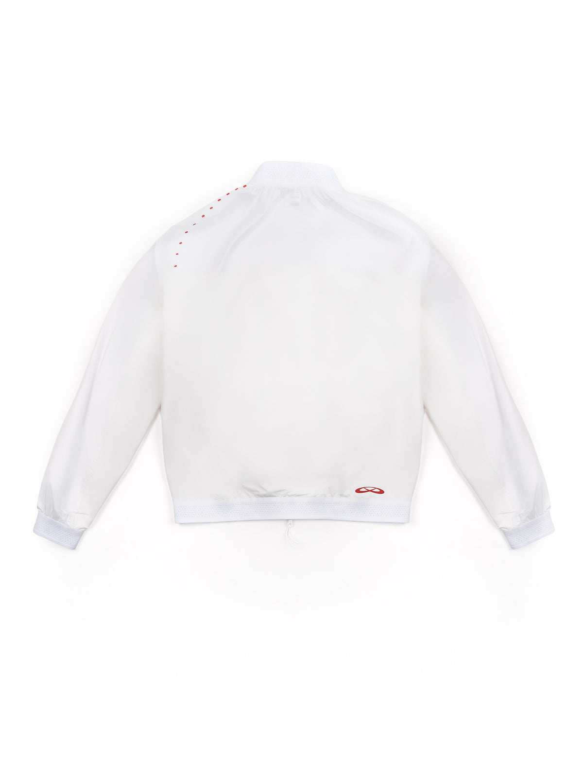 Product photo — Colour: Hvítur — White Bomber Jacket, back view.